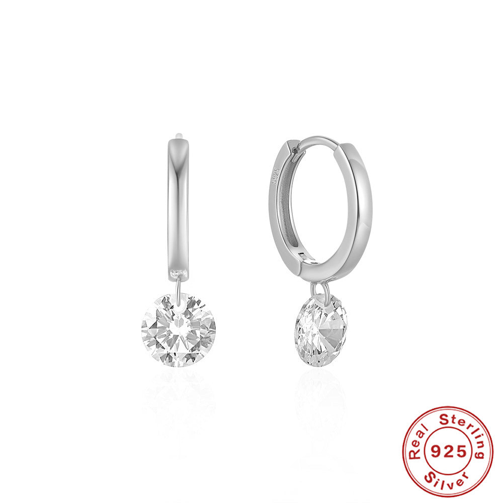 S925 Sterling Silver Simple Single Rhinestone Earrings Female 3ebd085e 18d0 4adc 9147 1b25f7f07ffd