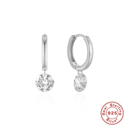 S925 Sterling Silver Simple Single Rhinestone Earrings Female 3ebd085e 18d0 4adc 9147 1b25f7f07ffd