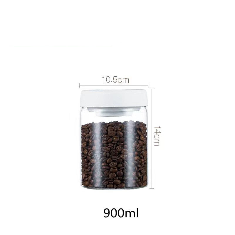 Vacuum Sealed Jug Set Black Coffee Beans Glass Airtight Canister Kitchen Food Grains Candy Keep Good Storage Jar Set Kitchen 