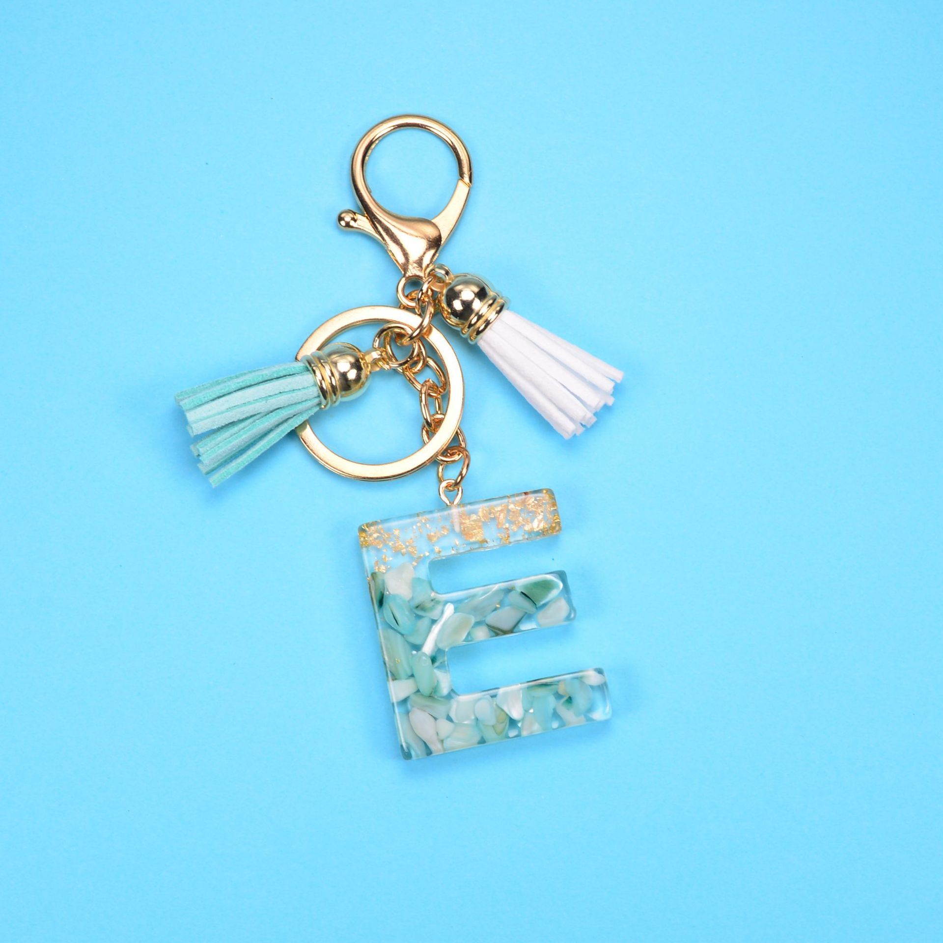English Alphabet Keychain Tassel Pendant Stone Gold Foil Resin Key 3ef1ad70 95b1 43b4 b483 950e66569a64