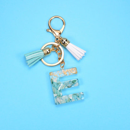 English Alphabet Keychain Tassel Pendant Stone Gold Foil Resin Key 3ef1ad70 95b1 43b4 b483 950e66569a64