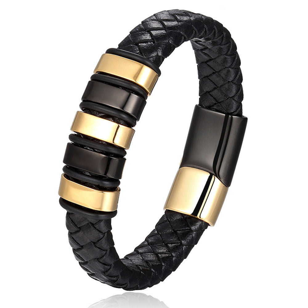 Leather Cord Bracelet Men's Stainless Steel 3ef9146c 9306 441b 9f4d e9a9154c7da8