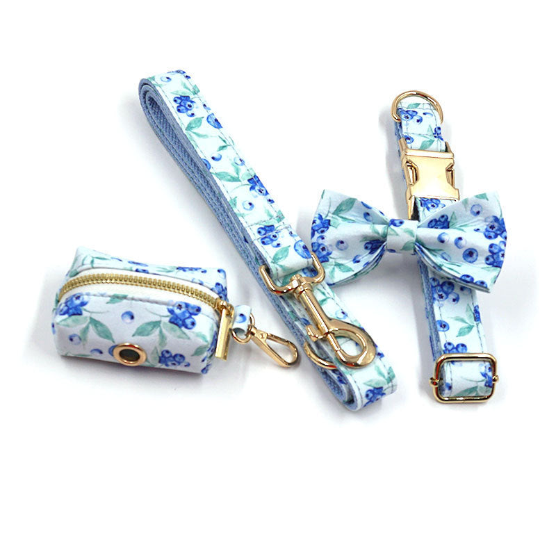Cute Blueberry Print Pet Out Chest And Back Leash Set 3f2a8337 c69f 40b2 b14a 142c3d9a31c5