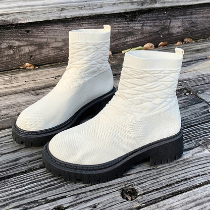 Women's Thick Heel Solid Color Casual And Comfortable Martin Boots 3f4702d8 9218 426f 97dc de44a96a2d78