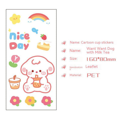 Cute Bear Clear Water Cup Stickers Children's Cartoon Korean Journal Material Mobile Phone Cup Decoration 3f4a074f 0175 4604 