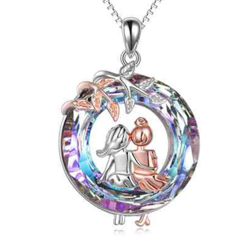 Women's Round Branch Long Hair Sisters Pendant Necklace 3f7cf25f 0633 4787 b0e8 bedd8e7fcd63