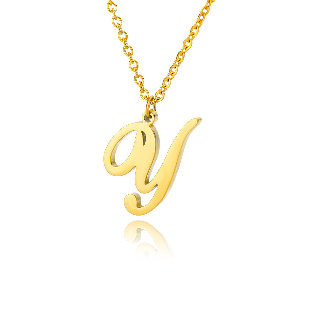 Stainless Steel 26 English Letter Necklace 3f90d8fe 0994 48c0 91dc 4b0bc714a1b9