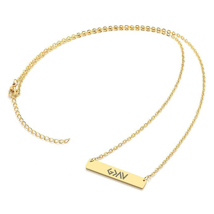 European And American Fashion One Word Horizontal Bar Pendant Necklace 3fb2f5f9 30c5 4fe3 a65c 7dcbe85644e4