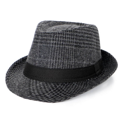 Autumn And Winter New Woolen Cloth Men's Top Hat Men's British Retro Fashion Plaid Fedora Hat 3fb43327 77c6 42c0 9ba4 f4582d2