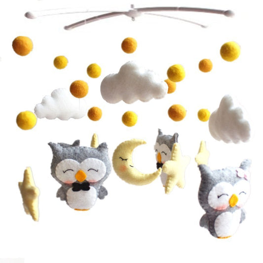 Newborn Owl Hand-Made Fabric Crib Rattle Toy 4002945452293