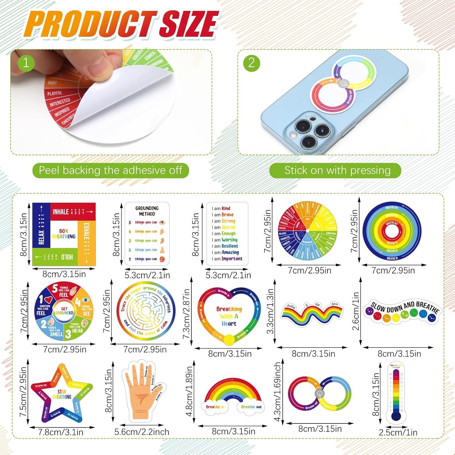 15-piece Decompression Stickers Anxiety Stripe Management Stickers Sensory Items Fingertip Stickers - 图片 8