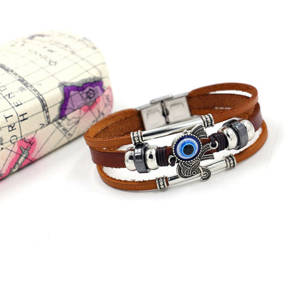 Stainless steel buckle leather bracelet 4039229556202