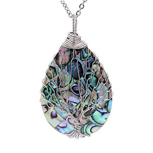 Natural Abalone Shell Drop Shaped Tree Of Life Pendant 403a892b 9d23 4fc0 8b3b 4ccd07ccc66d