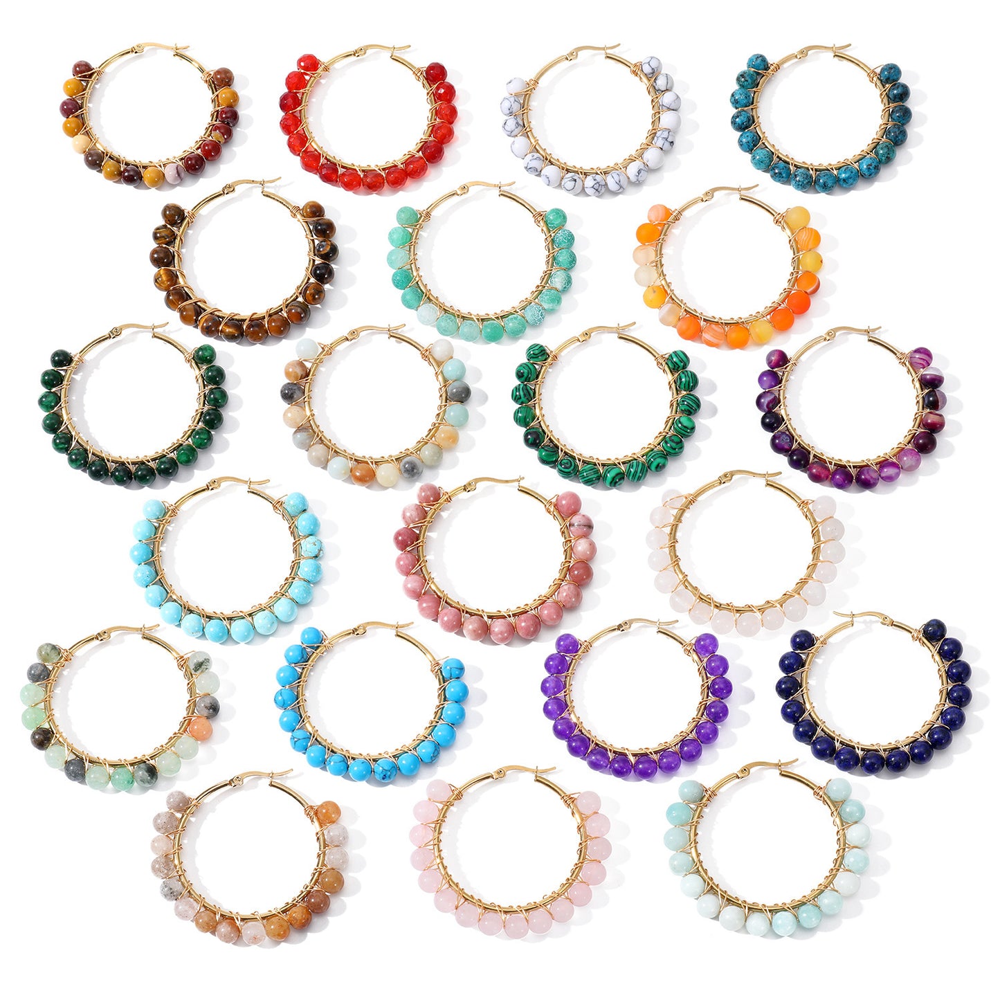 Natural Stone Stainless Steel Winding Earrings 403d8a69 d3d9 4f7a a7af e28a45a00493