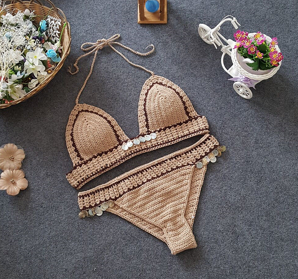 Foreign Trade New Knitted Bikini, Europe And America Beach Shell, Mermaid Lady Split Sexy Swimsuit Set 4040919095 2040092894