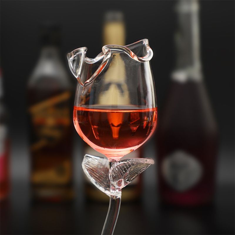 Fancy Red Wine Goblet Wine Cocktail Glasses 100ml Rose Flower Shape Wine Glass Party Barware Drinkware 4041025546938