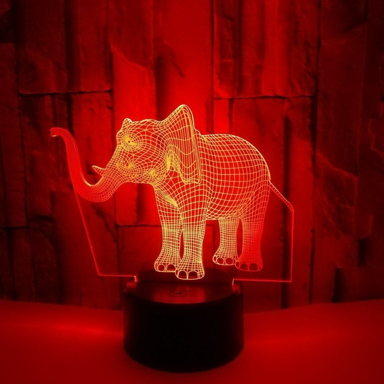 New elephant 3D light Colorful touch 3D LED visual light Gift decoration 3D small table lamp 40465860554677