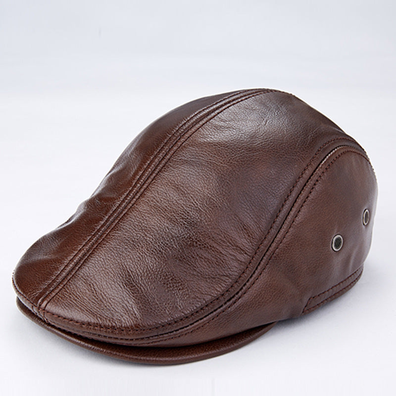 Men Genuine Cowhide With Ear Flaps Beret Hats 4049081125374