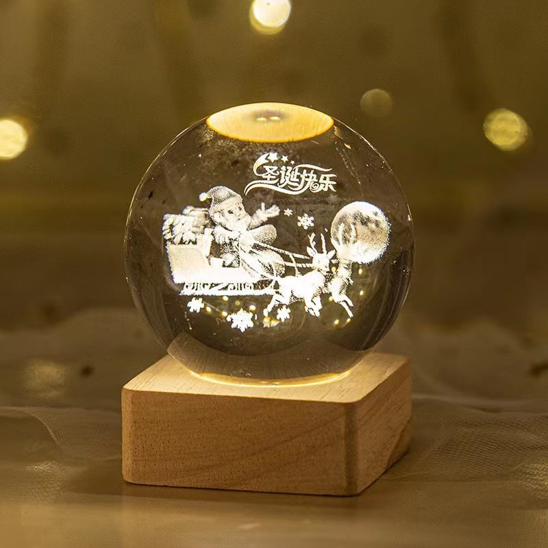 Luminous Starry Sky And Planets Moon Moon Crystal Ball Small Night Lamp Projection Ambience Light Creative Gift New Strange G