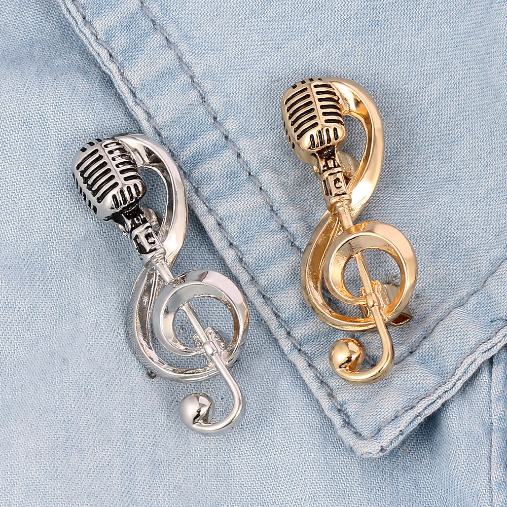 Retro microphone music brooch 4051593911386