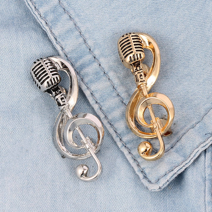 Retro microphone music brooch 4051593911386