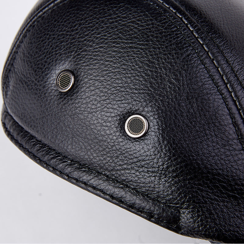 Men Genuine Cowhide With Ear Flaps Beret Hats 405731190956