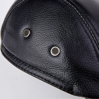 Men Genuine Cowhide With Ear Flaps Beret Hats 405731190956