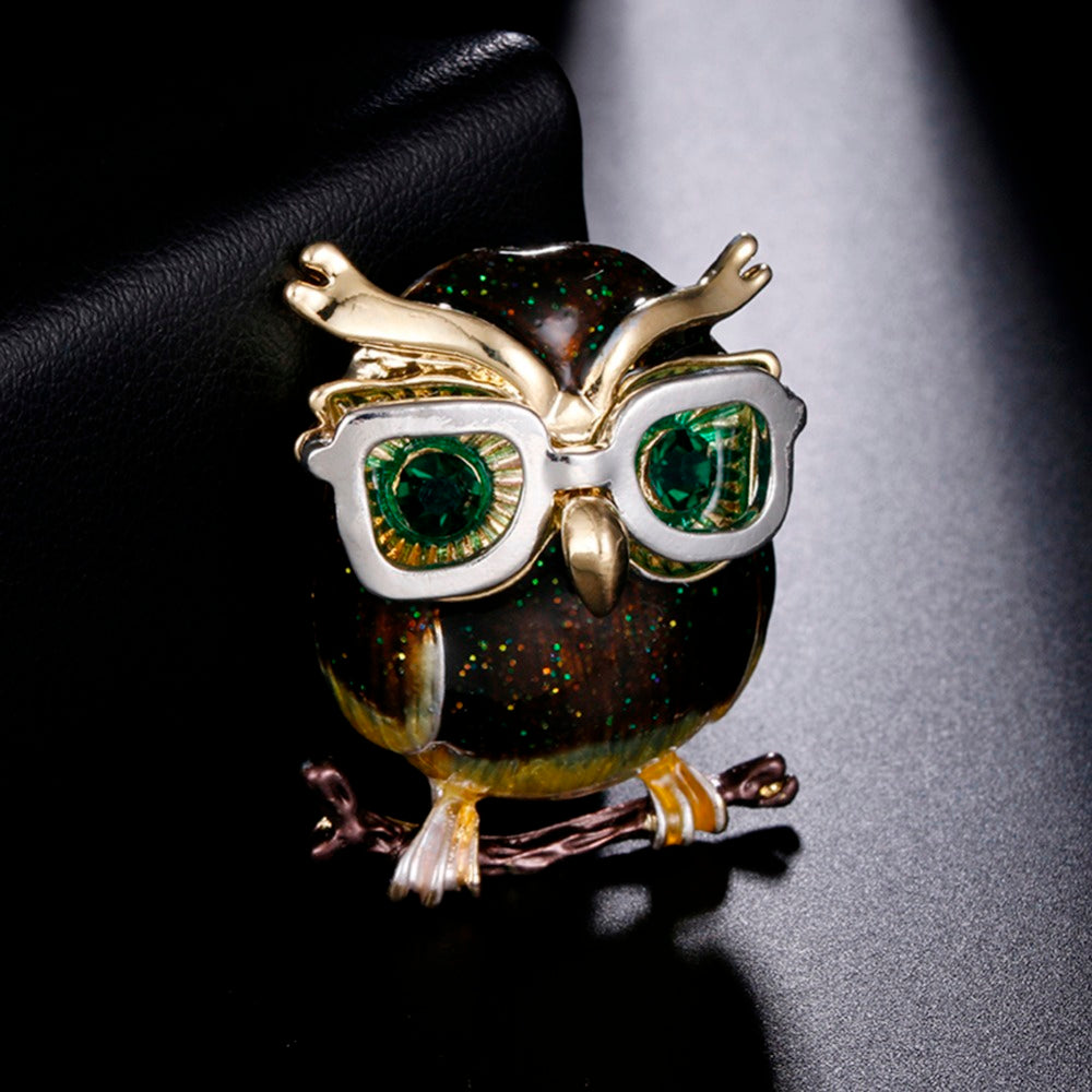 Owl brooch with glasses 405930296486