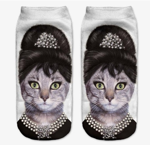 Popular Funny Unisex Short Socks 3D Cat Printed Anklet Socks Casual Socks 406705819561