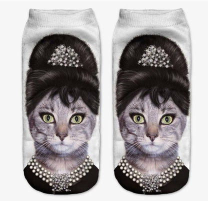 Popular Funny Unisex Short Socks 3D Cat Printed Anklet Socks Casual Socks 406705819561