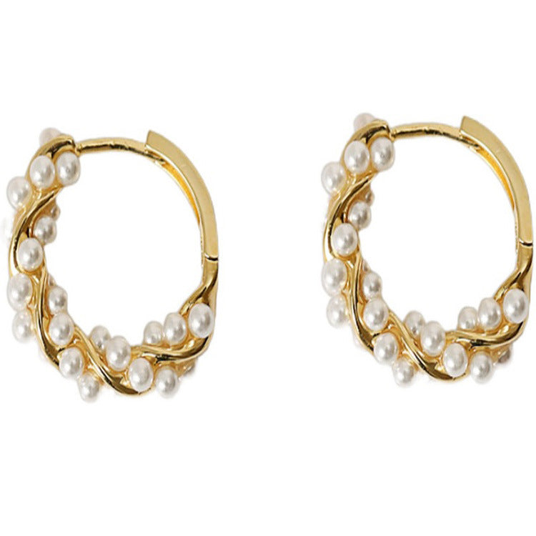 Pearl Earrings Autumn And Winter Special-interest Design Bead Eardrops Earrings New Elegant Circle Ear Clip Women 407d0d4f 60