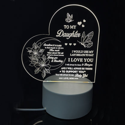 Creative 3D Night Heart Shaped Blessing Language USB Small Table Lamp 40823e58 2a23 458e 9174 772ee7bce174