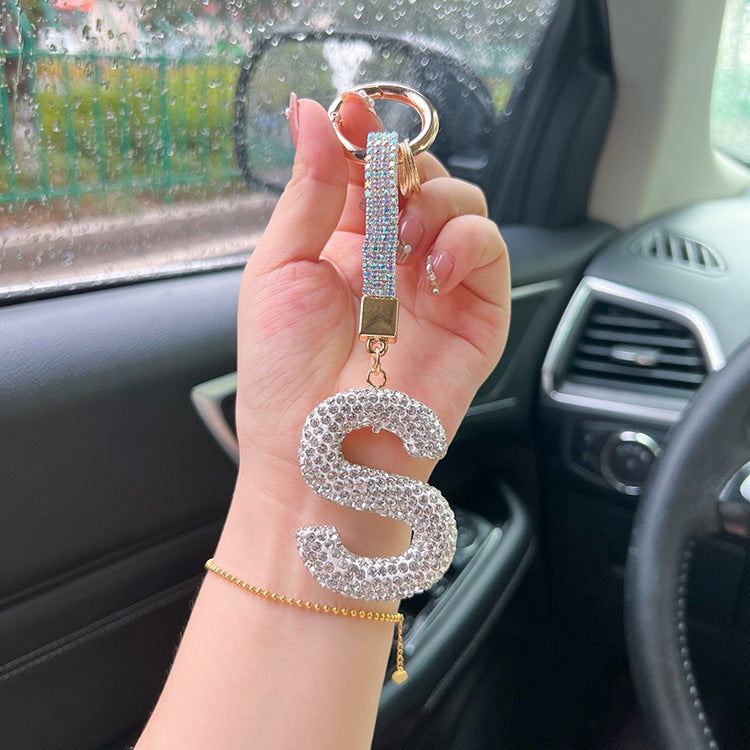 English Letter Keychain Clay Diamond Round Buckle Pendant 4096e03f 1121 4c78 92e0 ff843c51fa93