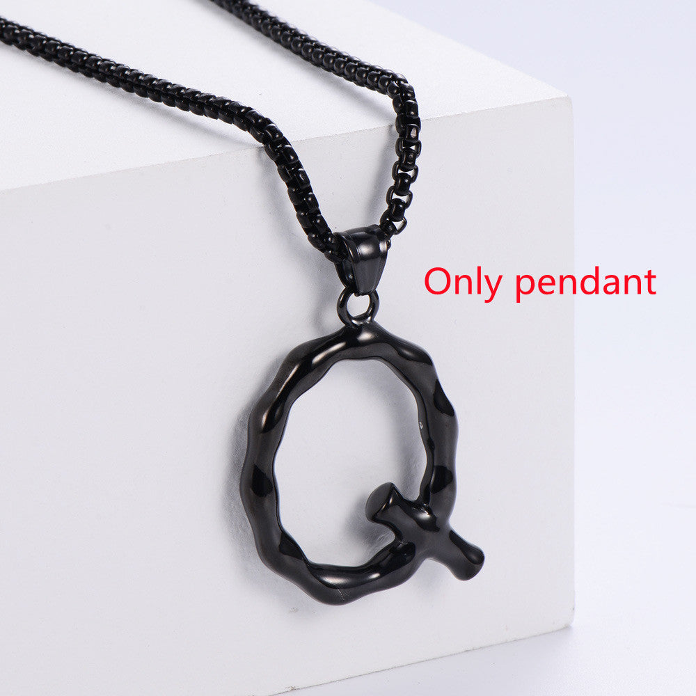 Three-dimensional 26 English Letter Pendant Necklace Fashion Jewelry Titanium Steel Couple Ornament 40b88f4c 8936 4e4f bdea b