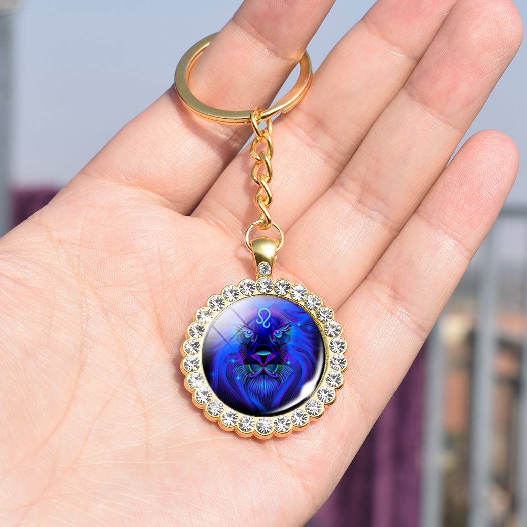 Blue Purple Glass Diamond Keychain Constellation Pendant 40bc5801 052f 47ed a424 e78d6293b5de