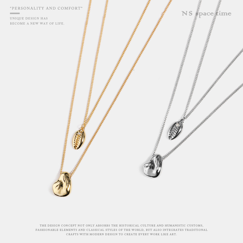 Temperament Fashion Double Layered Pearl Shell Pendant Clavicle Chain Female 40bcca07 a388 4de3 aedf dccc9fc7f351