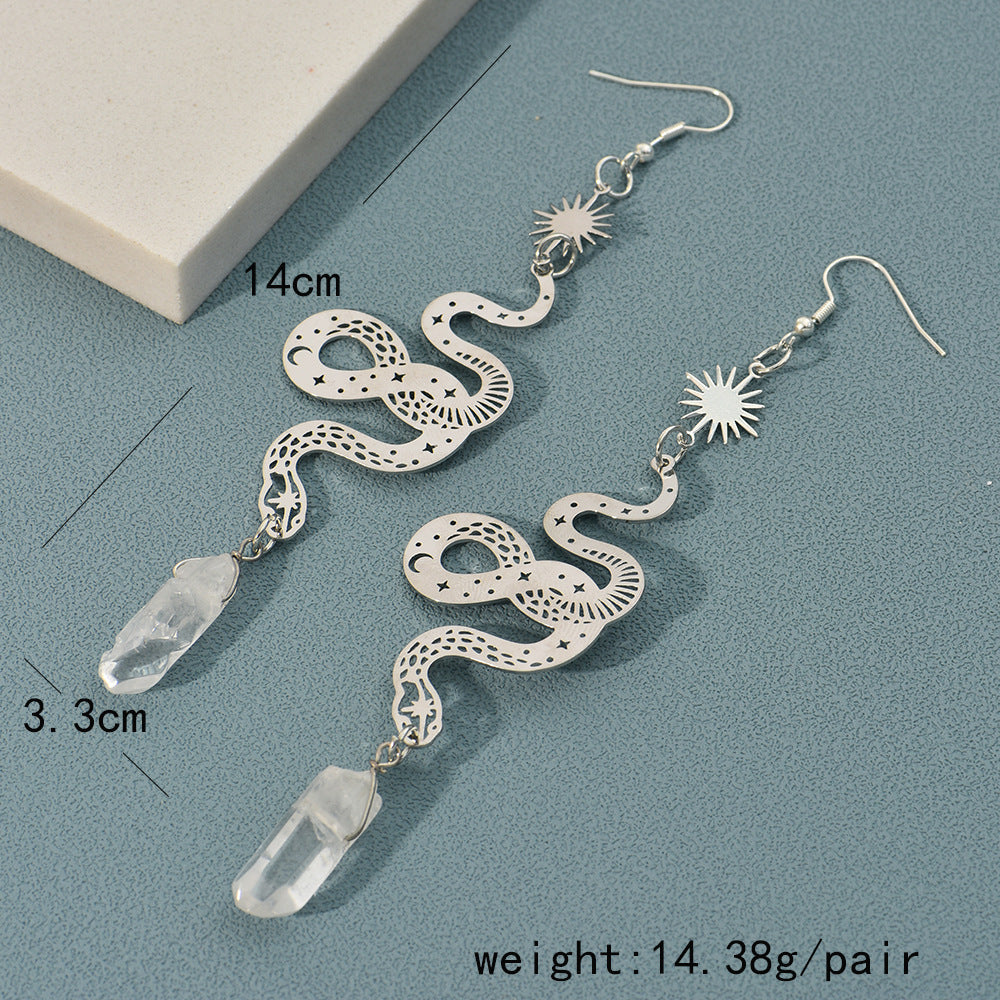 Personalized Design Snake Element Simple Hollow Star And Moon Earrings 40cb40e8 35b8 4d02 a0b3 7135915797dc