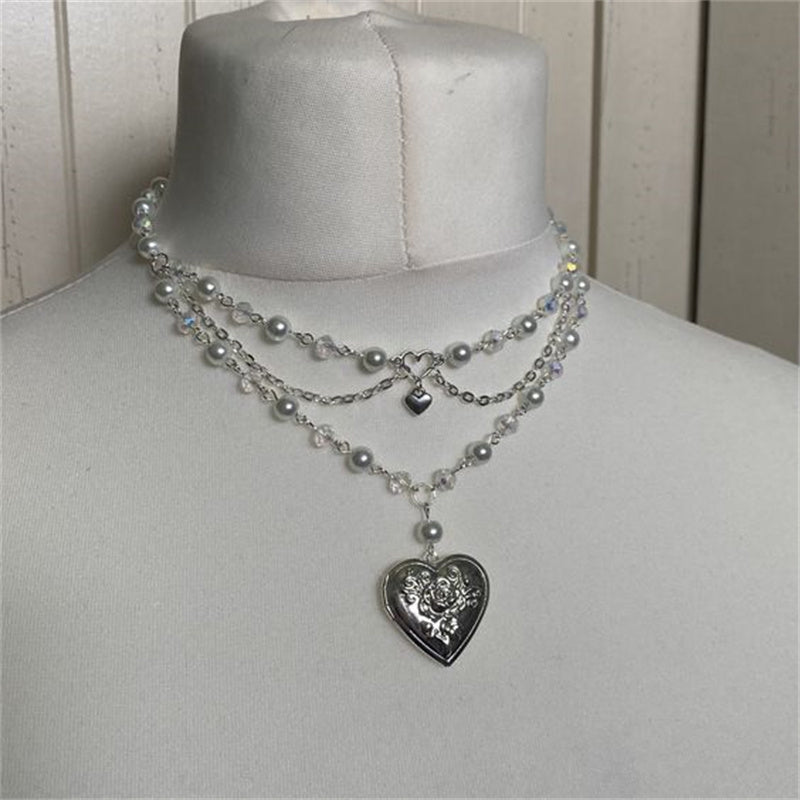 Multilayer Butterfly Love Necklace Female Pearl Peach Heart Choker 40d7e805 2746 445c 9d4f 315b069c02b2