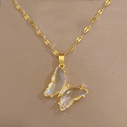 European And American Ins Crystal Zircon Butterfly Pendant Necklace 40f2bd89 6570 4fec 84a0 632282f3d167 879afa93 073c 4512 a