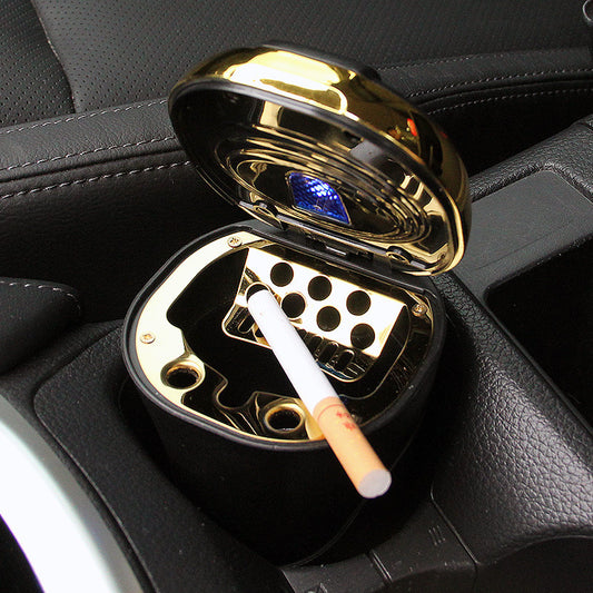 Push-pull Lighter Accessories Smokeless Detachable USB Rechargable Car Ashtray Home Portable Smell Proof With Lid LED Blue Li