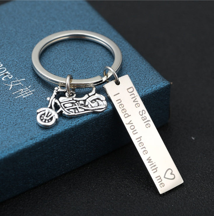 8 Styles Stainless Steel Key Chain Drive Safe I Need You Here With Me Keychain Couples Jewelry Engraved Car Key Chain SP1456 - HD Wireless Product #2