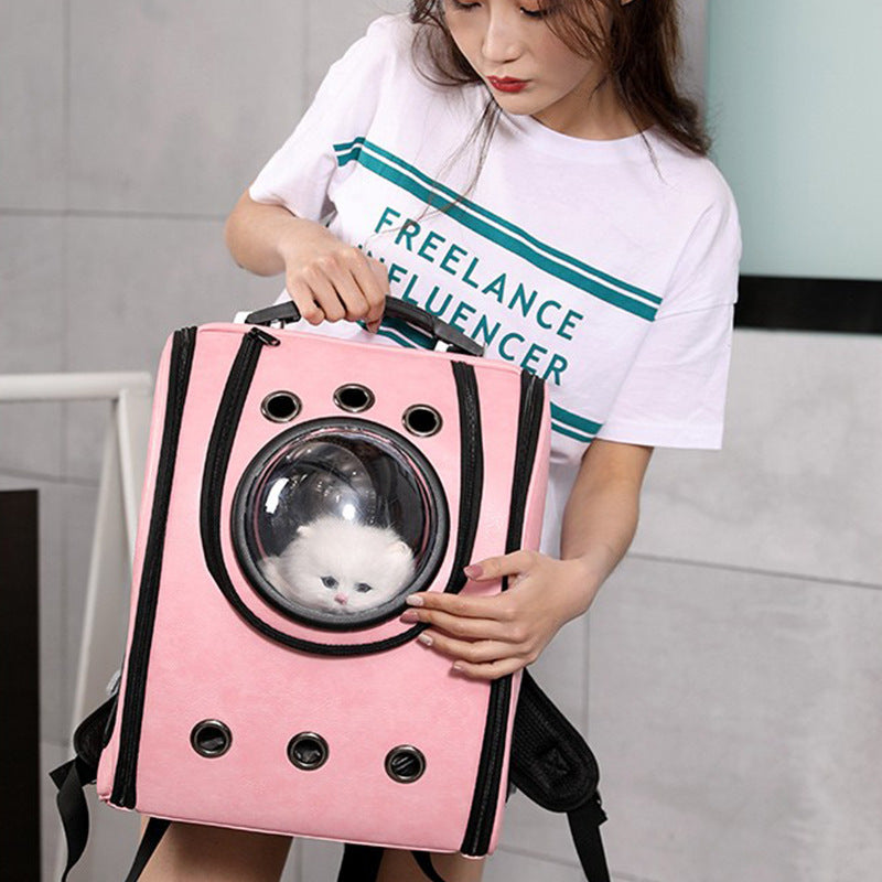 Leather pet carry backpack capsule 4130499246336