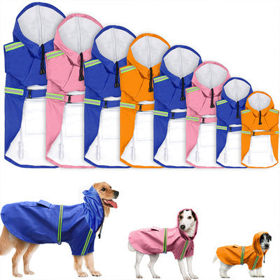 Spring and summer new dog raincoat waterproof cape dog reflective raincoat large dog raincoat 4133965764 609020808
