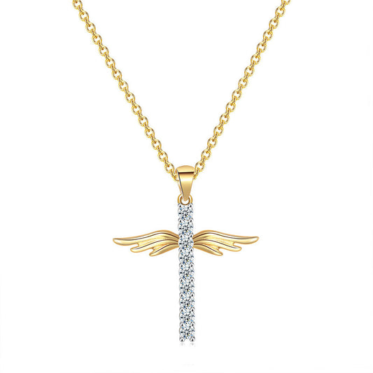 Angel Wings Cross Necklace 413417780914