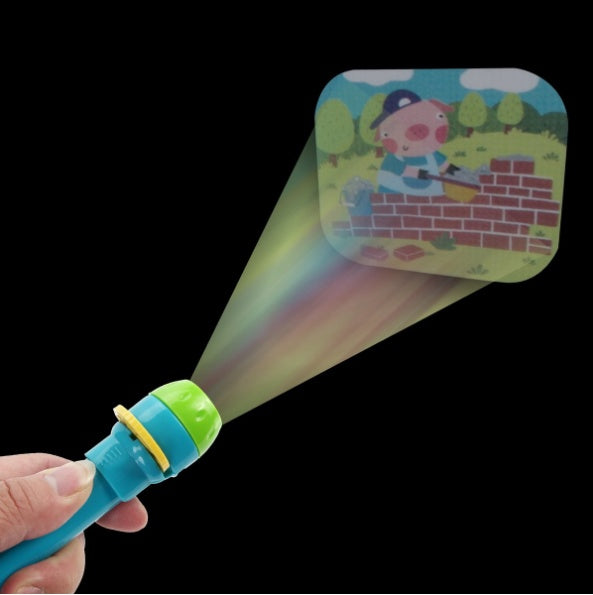 Cartoon Storybook Cards LED Projection Flashlight Interactive Toy Kids Gift 414310170492