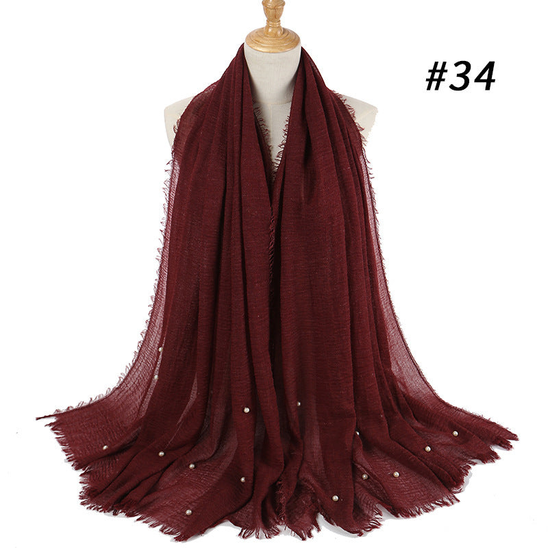 Cotton and linen crumpled monochrome scarf 414352471154