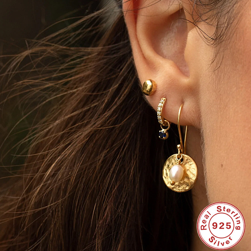 S925 Sterling Silver Personality Trend 9 Tablets Zircon Earrings 416f123b 54c0 479c a028 95b365683579