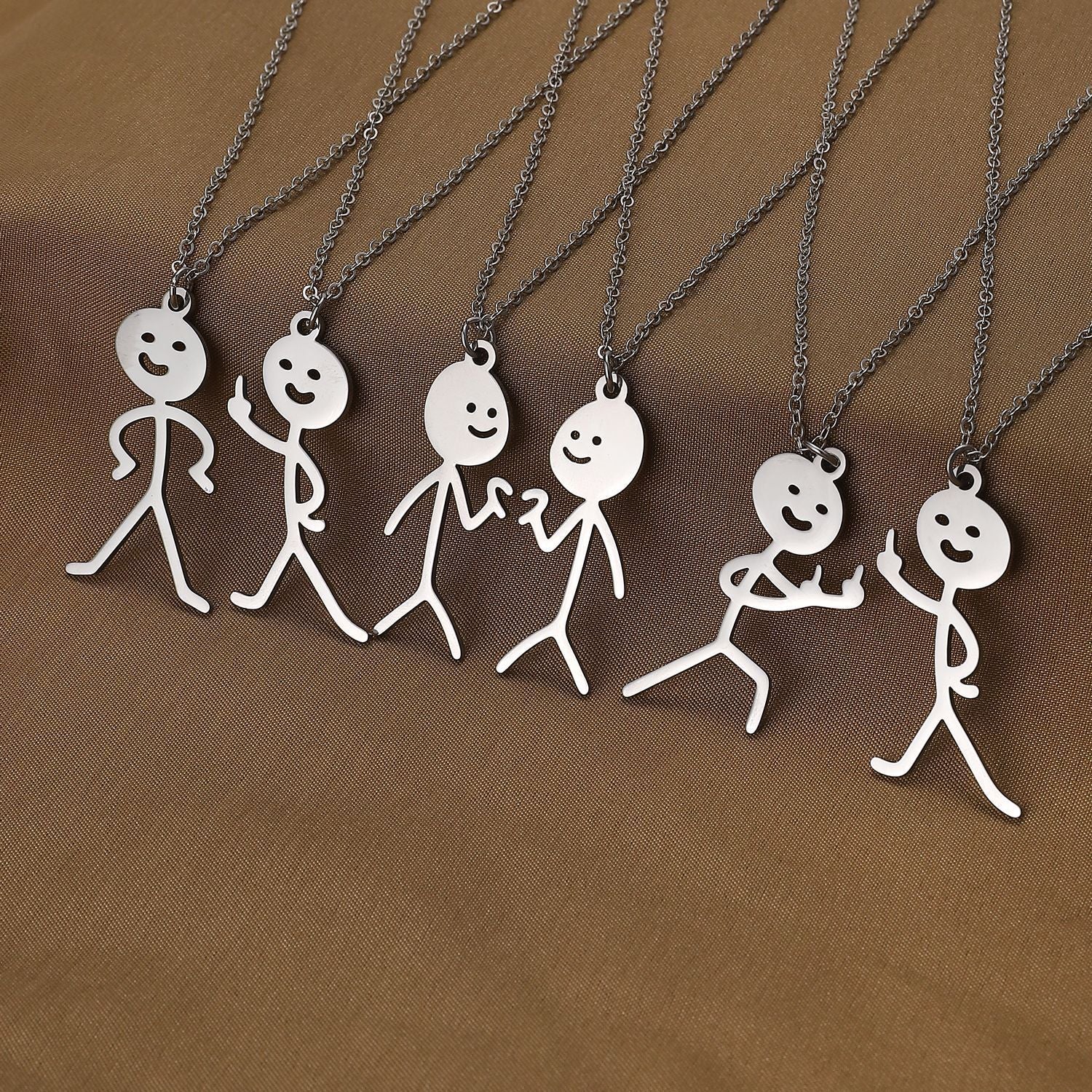 Cute Cartoon Stickman Pendant Stainless Steel Necklace 416f254b 9df9 4f70 82a0 b36af11d1ad9