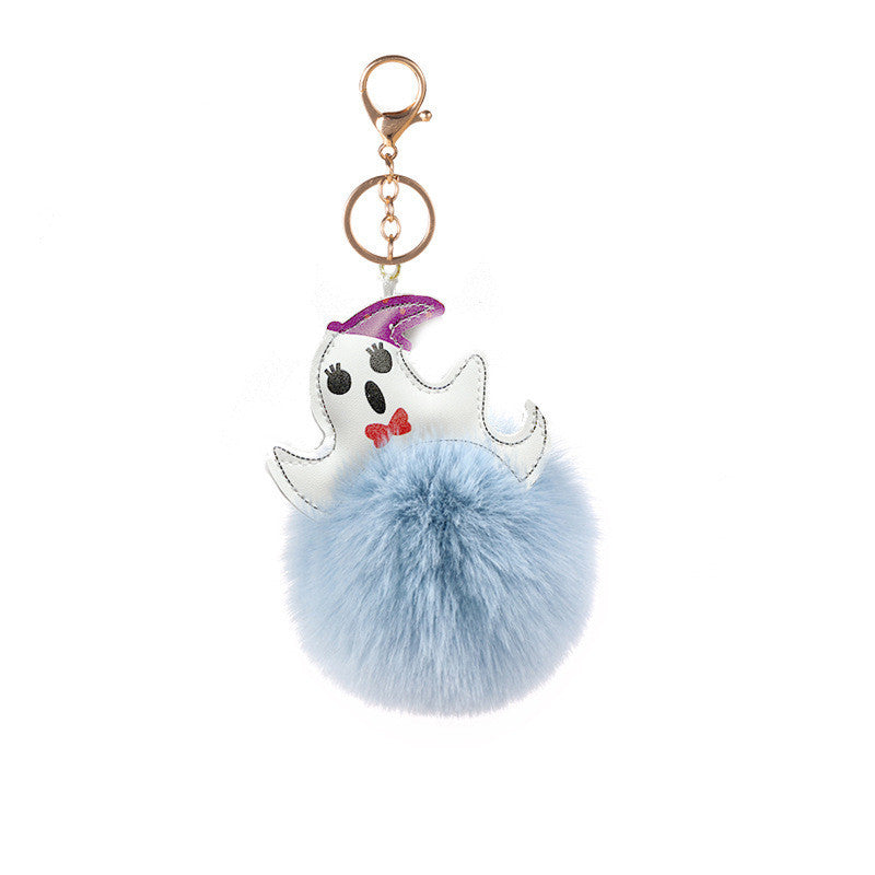 Halloween Ghost Funny Fur Ball Keychain Pendant 41870e4f 5de6 4673 bc48 ea5333c2d9c9