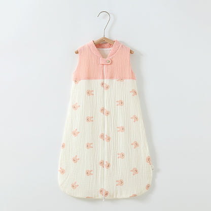 Baby Sleeping Bag Double Layer Patchwork Stand-up Collar Gauze Waistcoat Sleeping Bag 419562c9 df6a 4d3e 8318 7ffccf65f01e